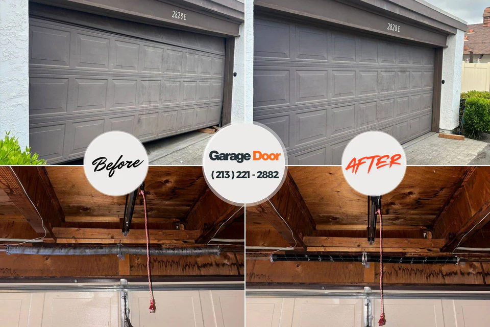 Before and after: garage door repair Cologne, NJ